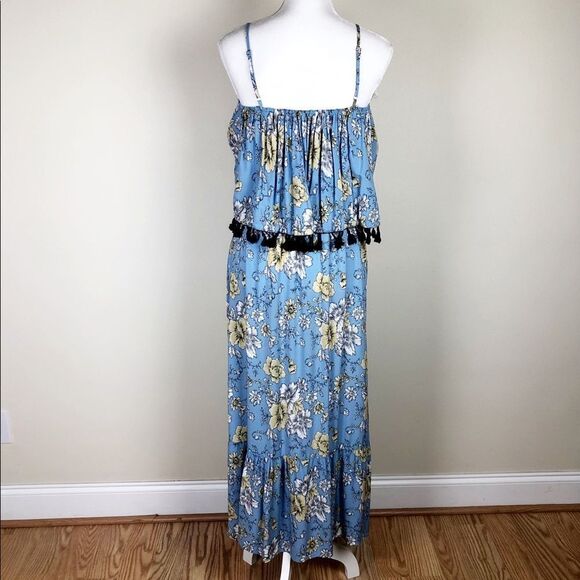 Boohoo Blue Yellow Floral Maxi Dress Size 8 - Picture 2 of 7